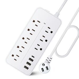 Surge Protector 8 AC Plug Power Strip 4 Foot Cord Outlets 3 USB & 1 USB-C Port